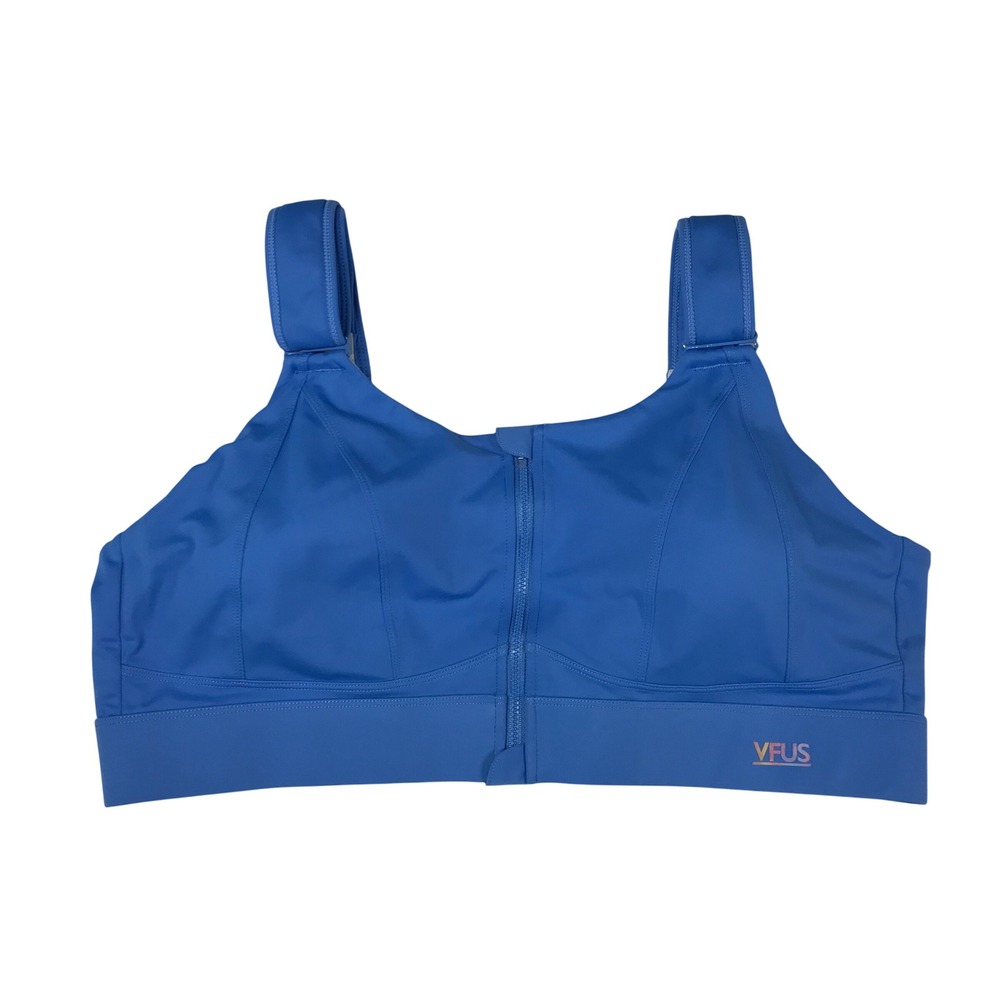 VFUS Blue High Impact Front Zip Sports Bra XXL Adjustable Straps Activewear